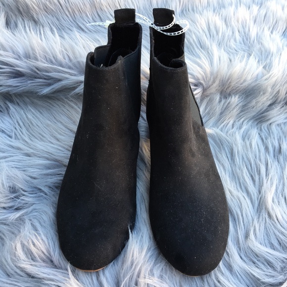 Loft Black Suede Chunky Heel Boots - Picture 3 of 7